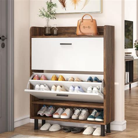 byblight    brown oak  pairs shoe storage cabinet