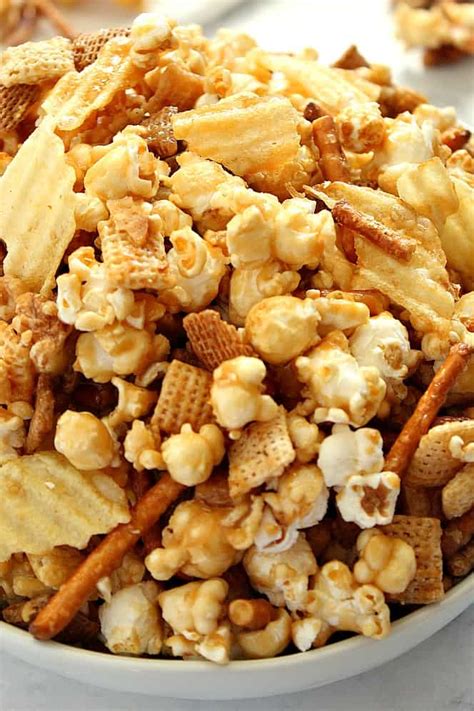 sweet and salty caramel popcorn mix crunchy creamy sweet