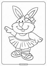 Coloring Ballerina Rabbit Printable Pages sketch template