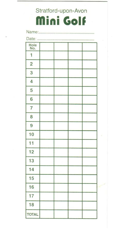 golf score cards printable printable word searches