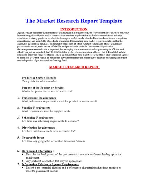 market research report format templates  allbusinesstemplatescom