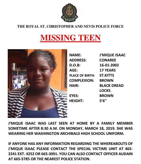 police searching for missing teen the st kitts nevis