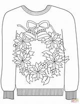 Sweater Ugly Coloring Christmas Wreath Pages Sweaters Colouring Motif Template Printable Drawing Holiday Paper Nutcracker sketch template