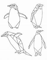 Geometric Coloring Penguins Pages sketch template