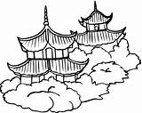 Muralla Pagodas Chino sketch template