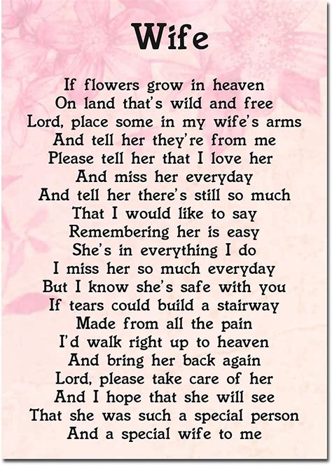 wife memorial graveside poem keepsake card includes free ground stake