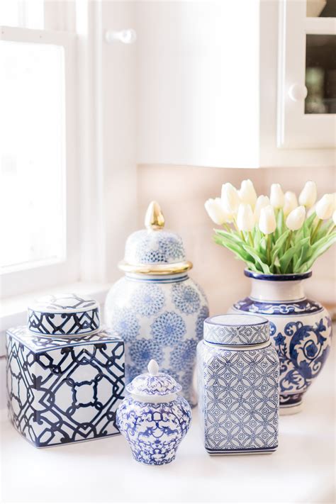 amazon home decor finds blue  white ginger jars
