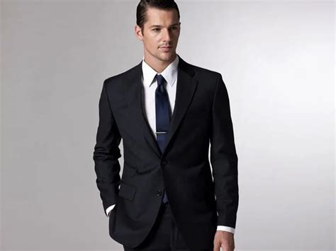 wholesale  shipping fashion wool suit men business suit black slim