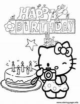 Kitty Coloring Birthday Pages Cake Hello Happy Star Printable Print Color Clipart Book Library Comments sketch template