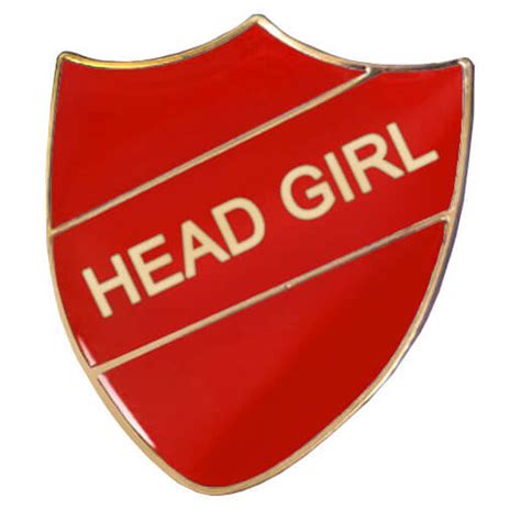 head girl enamel badge red 30mm x 26mm school badge