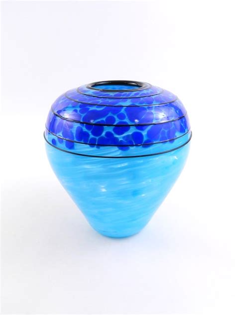 Sale Hand Blown Blue Glass Vase By Paradiseartglass On Etsy