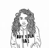 Curly Girl Drawing Hair Outline Tumblr Drawings Paintingvalley sketch template