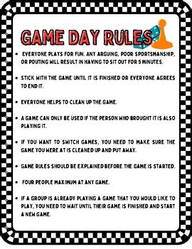 board game day rules  expectations  pretty fun learning tpt