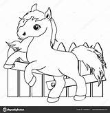 Horse Coloring Cute Little Stock Depositphotos sketch template
