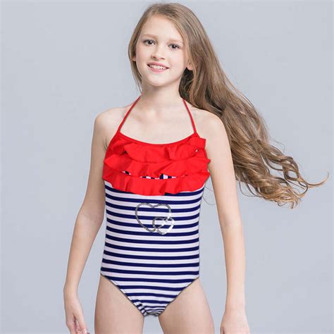 one piece swimsuit for girls high quality nylon fabric blue straps and