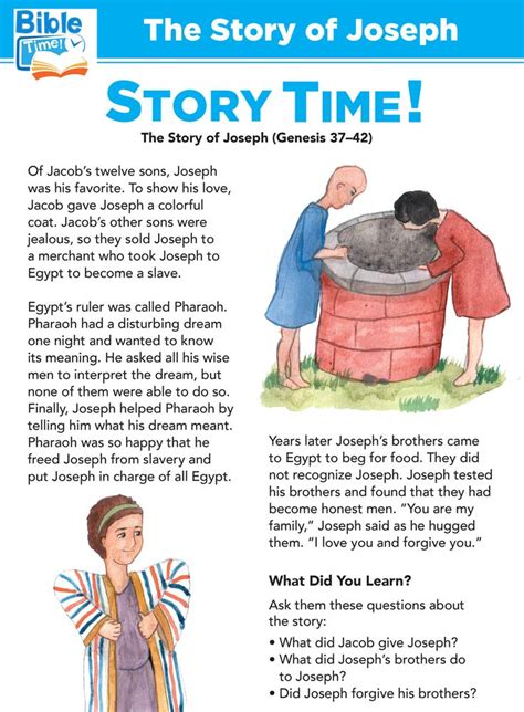 joseph preschool bible lessons easy kids bible story  childrens