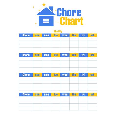 printable blank monthly chore charts images   finder
