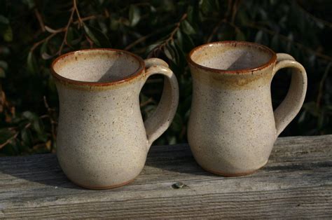 pottery mugs small mugs handles linen glaze nc pottery etsy