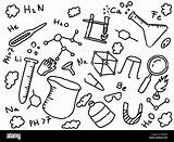 Doodle Chemistry Education Chemist Tools Things Chemical Alamy Style sketch template