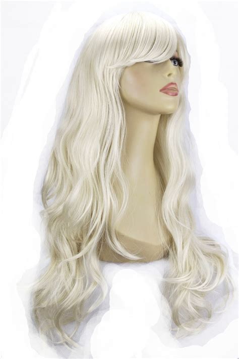 22 Ladies Full Wig Long Hair Piece Loose Waves Platinum
