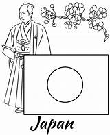 Coloring Flag Japan Japanese Color Print Flags sketch template
