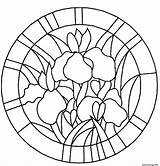 Vitraux Colorier Fleur Coloriages Vitrail Flower Moyen Mosaic Imprimé Fois Décor sketch template