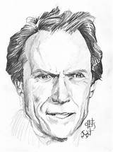 Clint Eastwood Drawings Pencil Faces Dessin Portrait People Famous sketch template