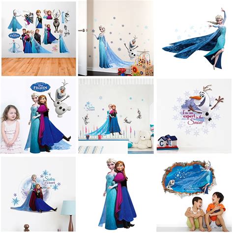 Disney Frozen Princess Wall Decals Bedroom Home Decor Cartoon Elsa Anna