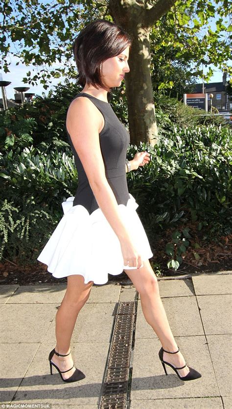 lucy mecklenburgh puts on a leggy display in monochrome minidress