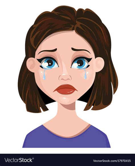 woman crying female emotion face expression cute vector image
