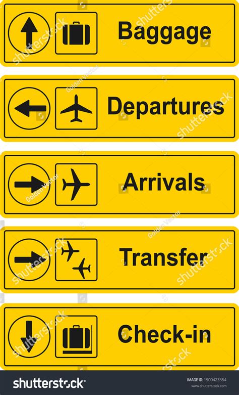 airport signposts terminal sign airport transfer stock vector royalty