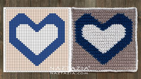 crochet reversible heart square naztazia