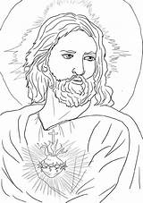 Jesus Coloring Pages Sacred Heart Worksheets Supercoloring Tag Via sketch template