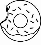 Ciambella Donuts Doughnut Bitten Sprinkles Colorare Rosquilla Pungente Anello Spruzza Coloriage Beignet Disegno sketch template