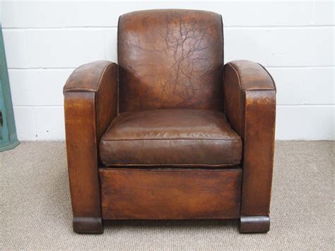 fs spectacular vintage french deco leather club chair la belle