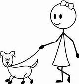 Dog Leash Coloring Walking Girl Little Her Animal Bernard St sketch template