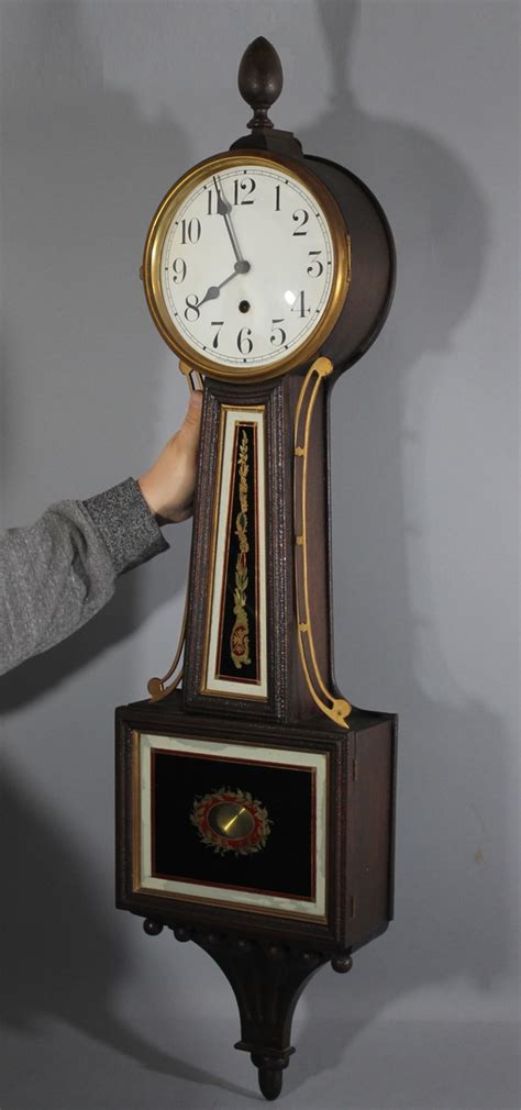 large antique waterbury weight driven banjo wall clock  reserve ebay