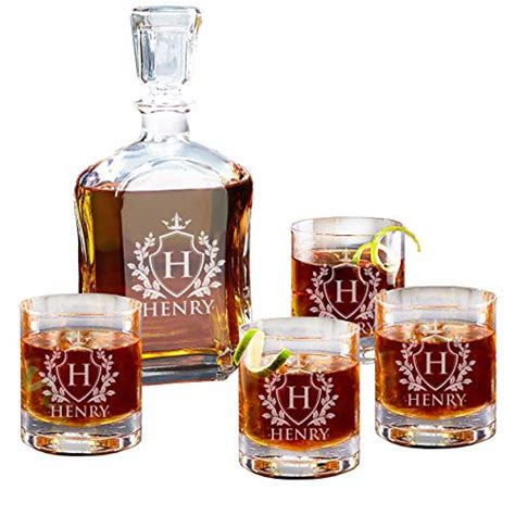 Personalized Custom Engraved Whiskey Decanter Set Decanter And 4