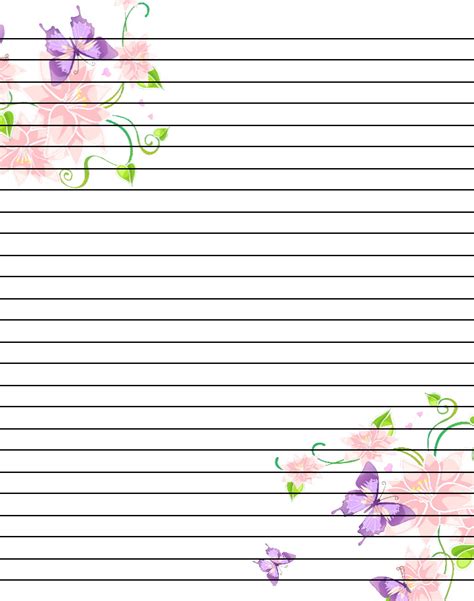 printable lined paper  decorative borders  rustic floral