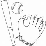 Coloring Ball Sports Baseball Pages Bat Library Clipart Glove sketch template