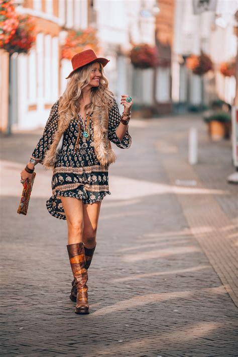 bohemian hippie girl wearing vintage bohofashion  images