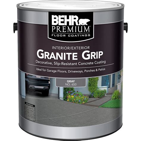behr premium granite grip  interiorexterior concrete floor paint  grey  home depot