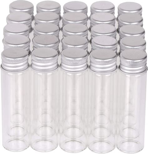 Maxmau Small Glass Bottles With Aluminum Screw Lids Clear 20 Milliliter