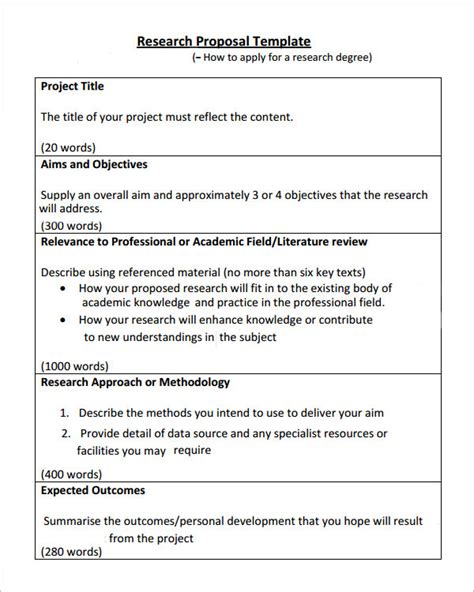 research proposal templates   word  samples formats