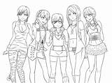 Coloring Anime Girls Group Pages Friends Popular sketch template