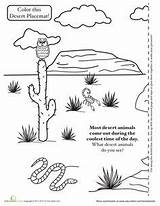 Desert Animals Coloring Habitat Pages Animal Preschool Activities Activity Worksheets Desierto Printable Worksheet Del Education Theme Placemat Kids Animales Lesson sketch template