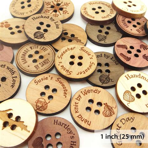 personalized wood buttons 1 inch custom engraved buttons etsy uk