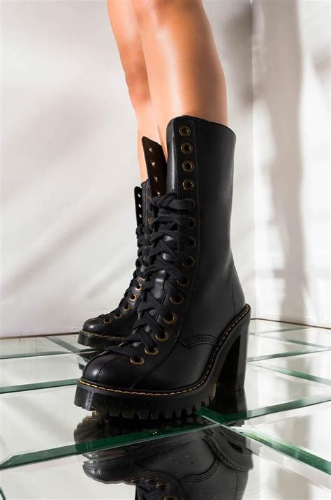 dr martens leather carey sendal chunky heel boot  black lyst