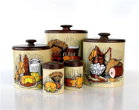 vintage kitchen canister sets vintage  tin kitchen canister set
