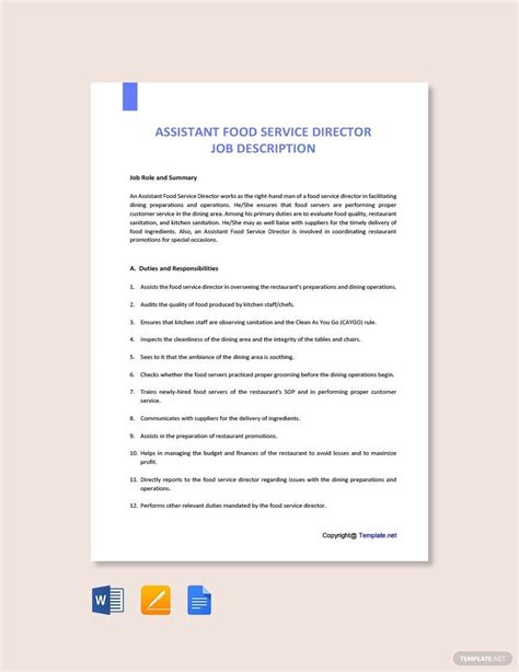 assistant director template   word google docs  apple pages outlook